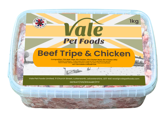Beef Tripe & Chicken 80/10/10 - 1kg - Raw Dog Food
