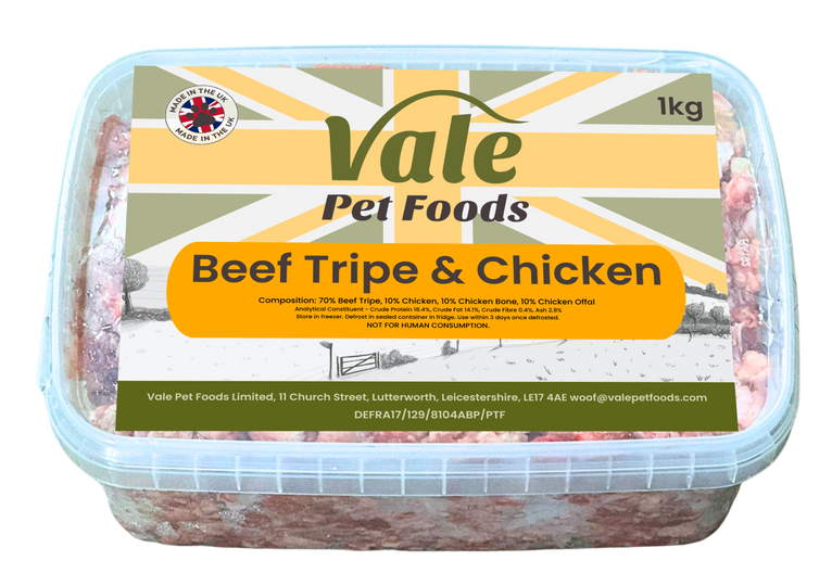 Beef Tripe & Chicken 80/10/10 - 1kg - Raw Dog Food