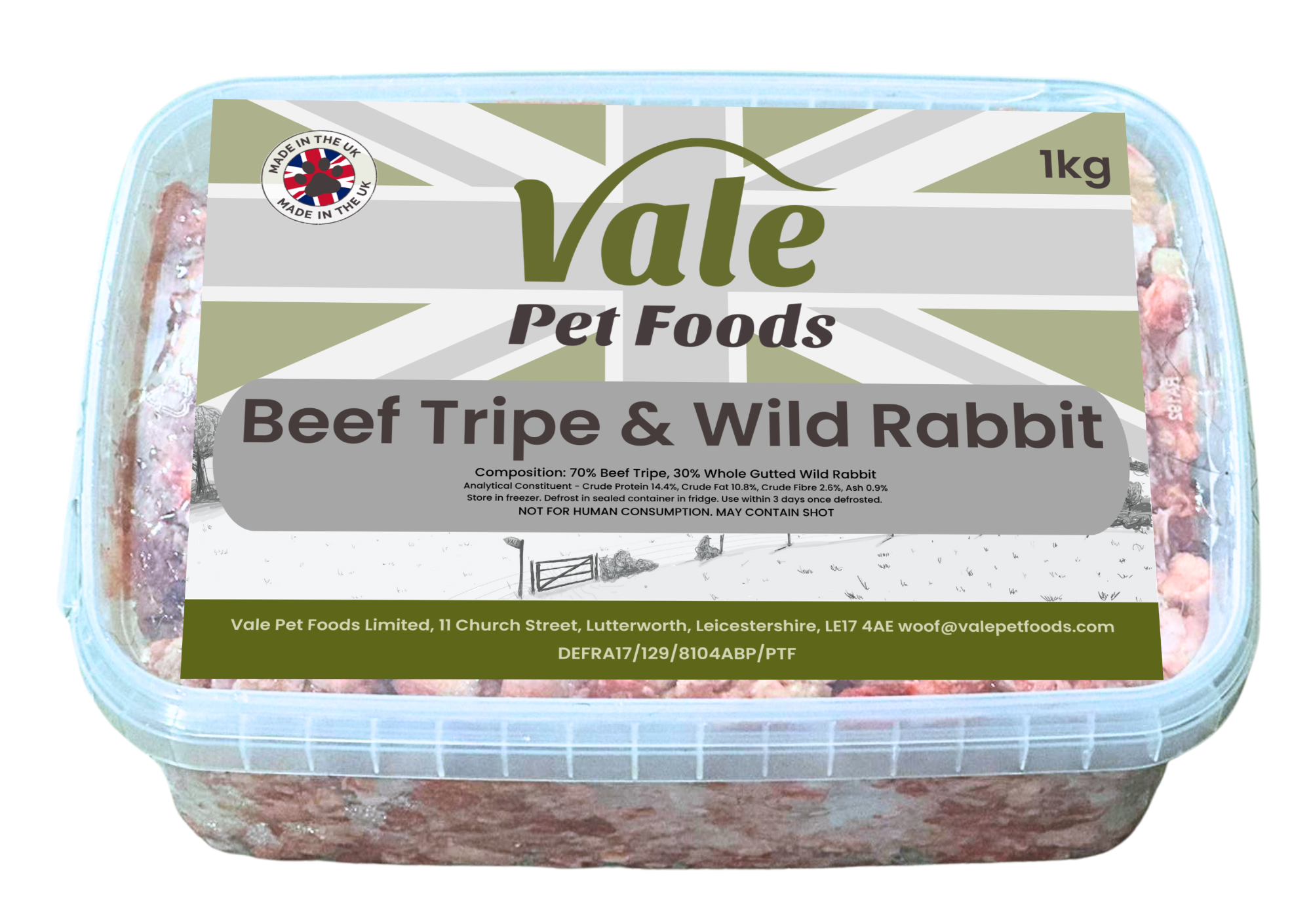 Beef Tripe & Wild Rabbit 1kg – Vale Pet Foods