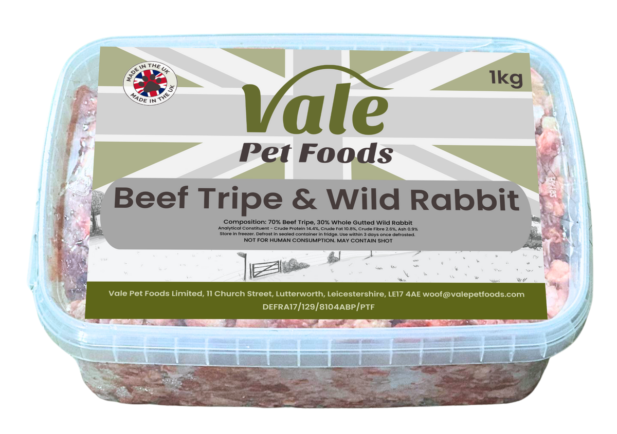 Beef Rabbits Beef Tripe & Wild Rabbit 1kg – Vale Pet Foods