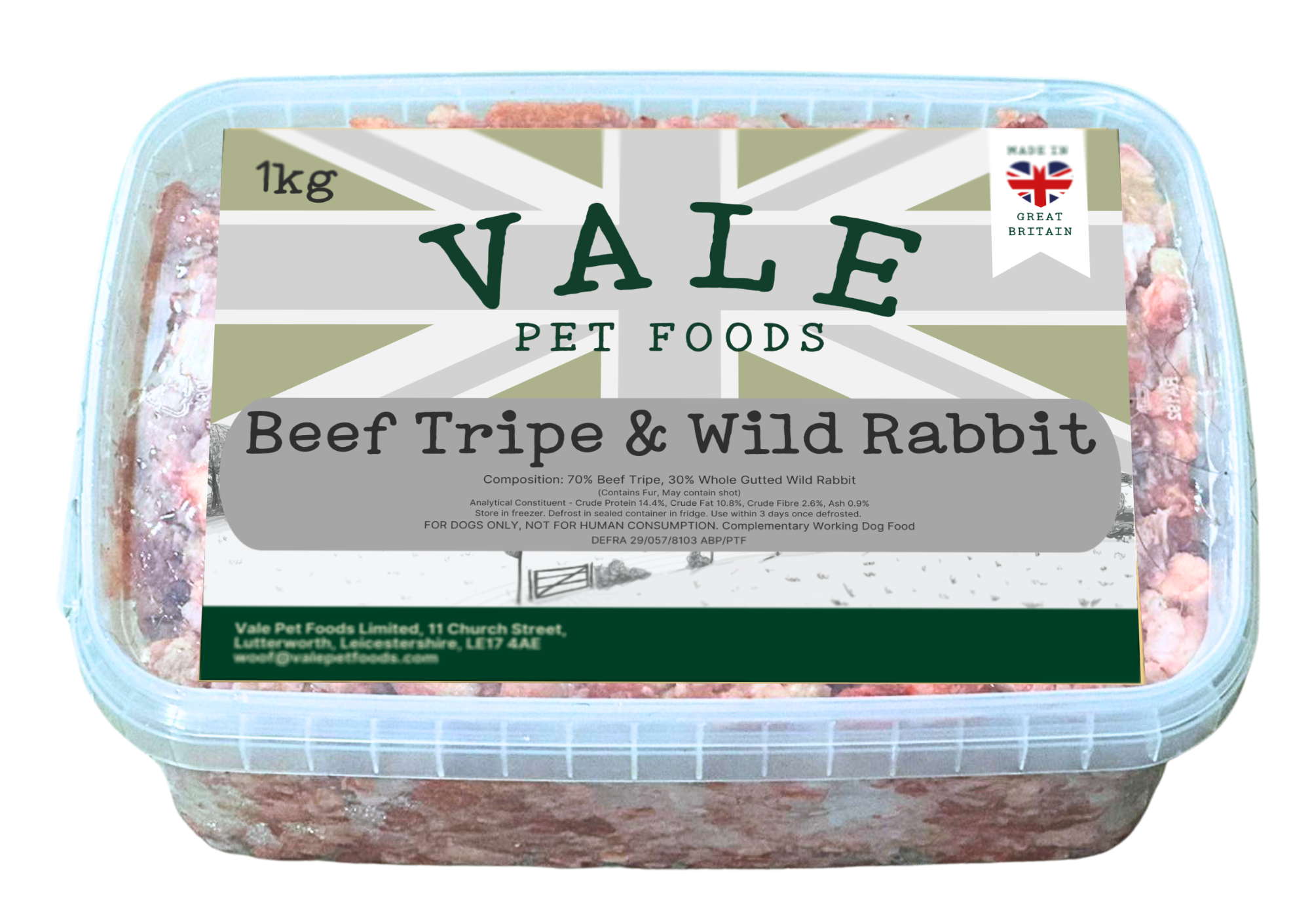 Beef Tripe & Wild Rabbit - 1KG – Vale Pet Foods