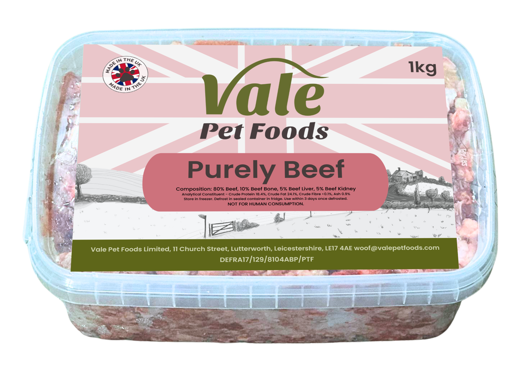 Purely Beef 80/10/10 - 1kg - Raw Dog Food