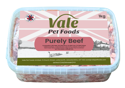 Purely Beef 80/10/10 - 1kg - Raw Dog Food