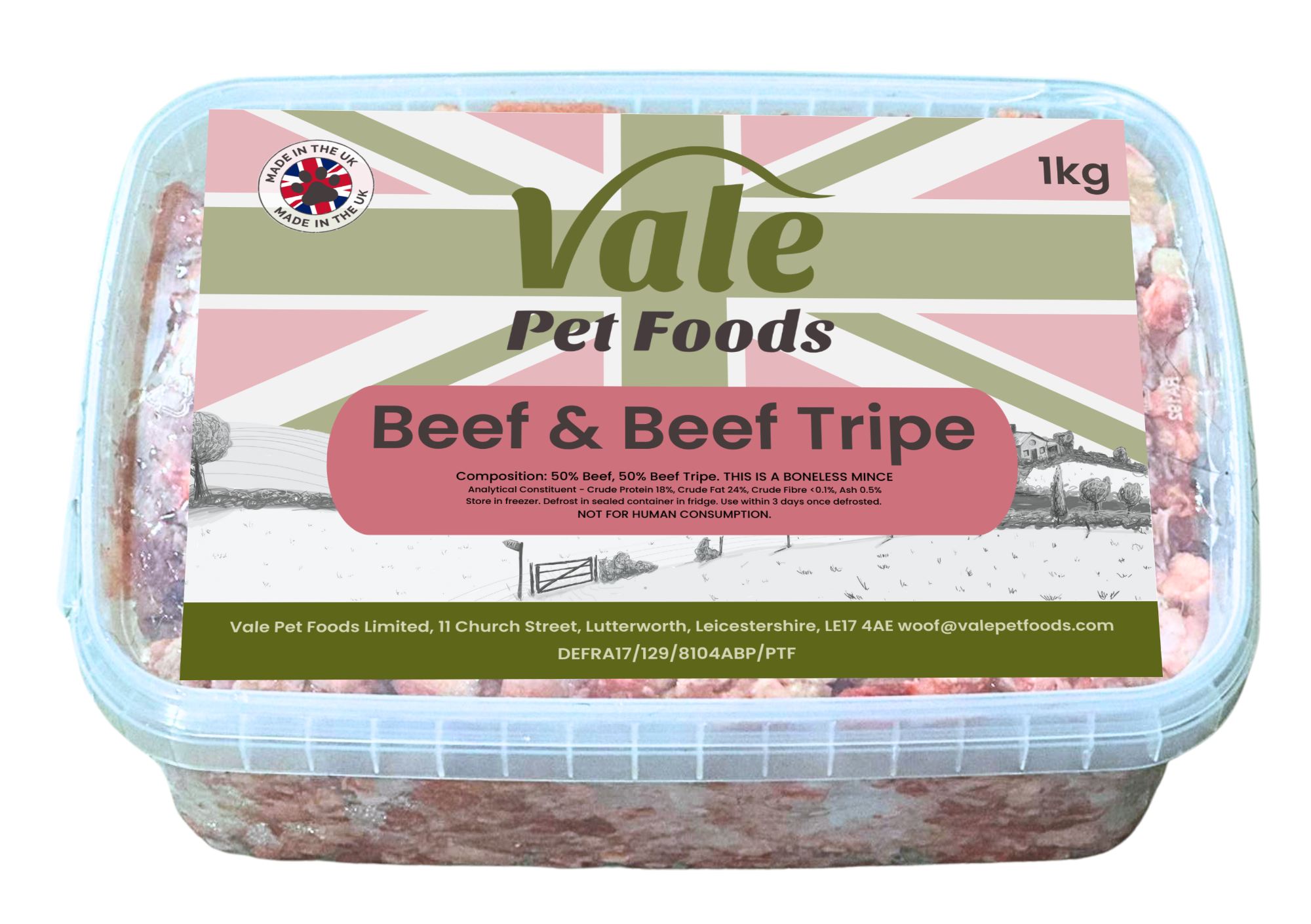 Beef & Tripe Raw Dog Food - 1kg