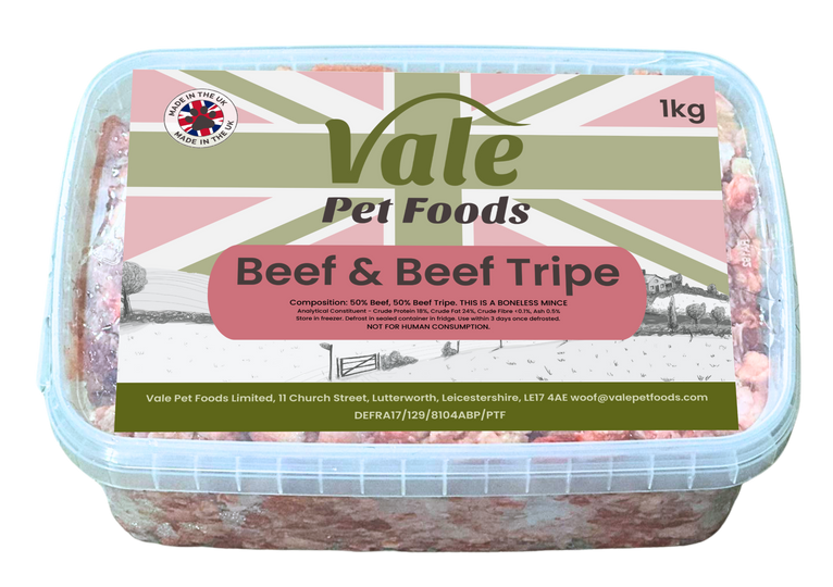 Beef & Tripe Raw Dog Food - 1kg