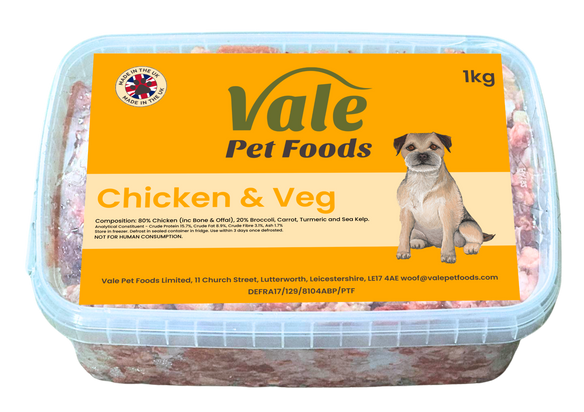 Chicken & Veg - 1kg - Raw Dog Food