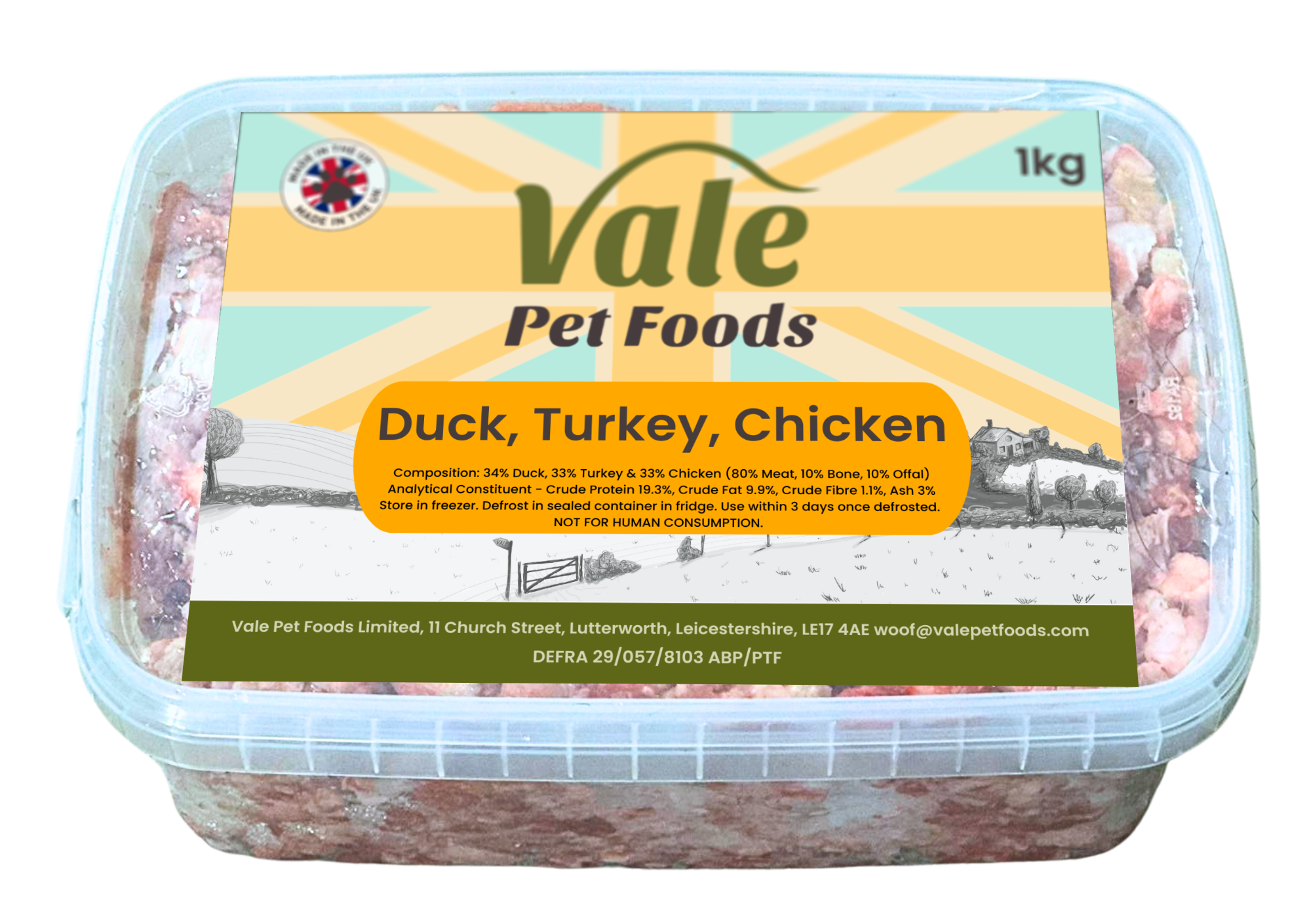 Duck Turkey Chicken 1KG Vale Pet Foods duck-turkey-chicken-1kg-vale-pet-foods