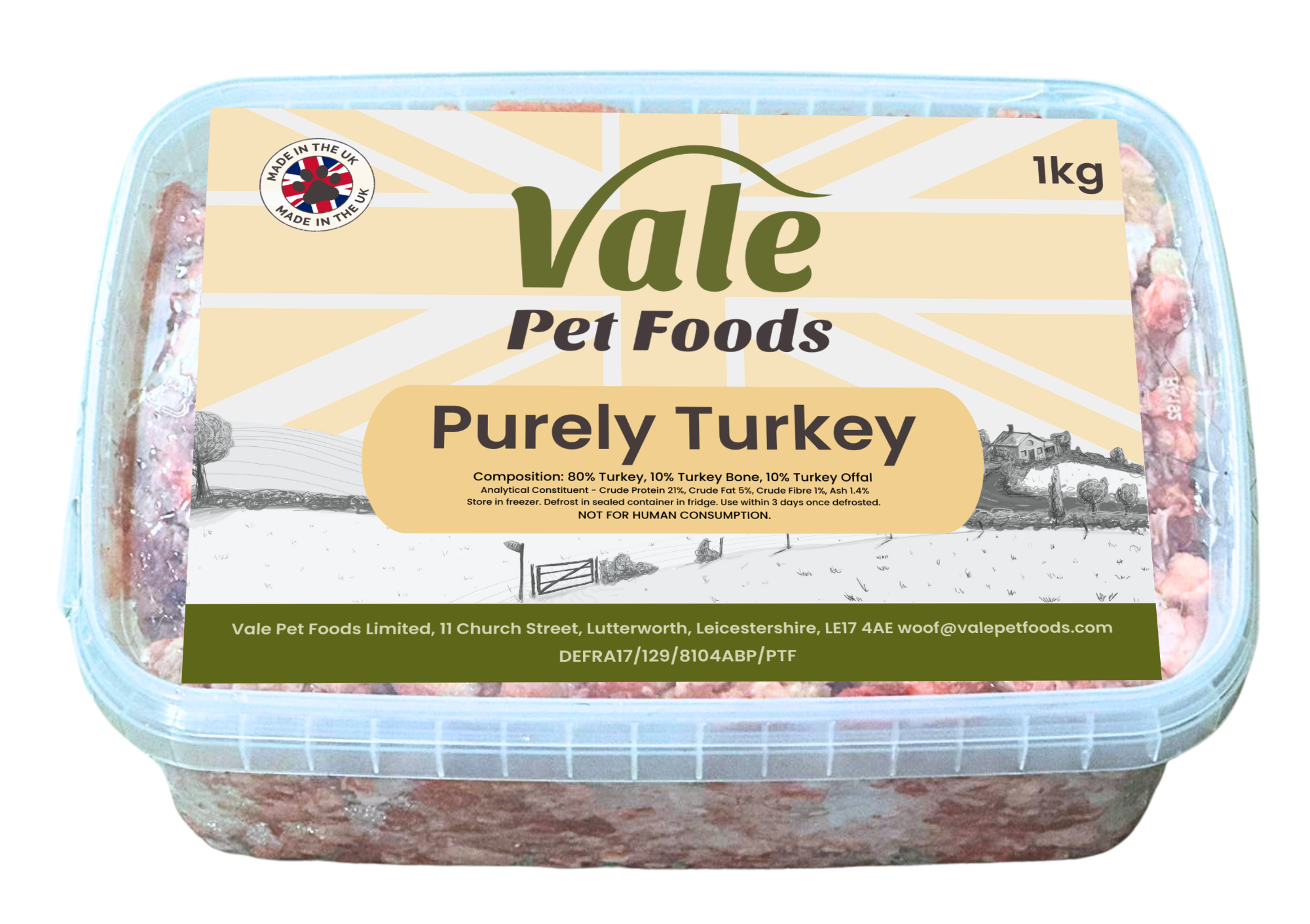 Purely Turkey 80/10/10 - 1kg - Raw Dog Food
